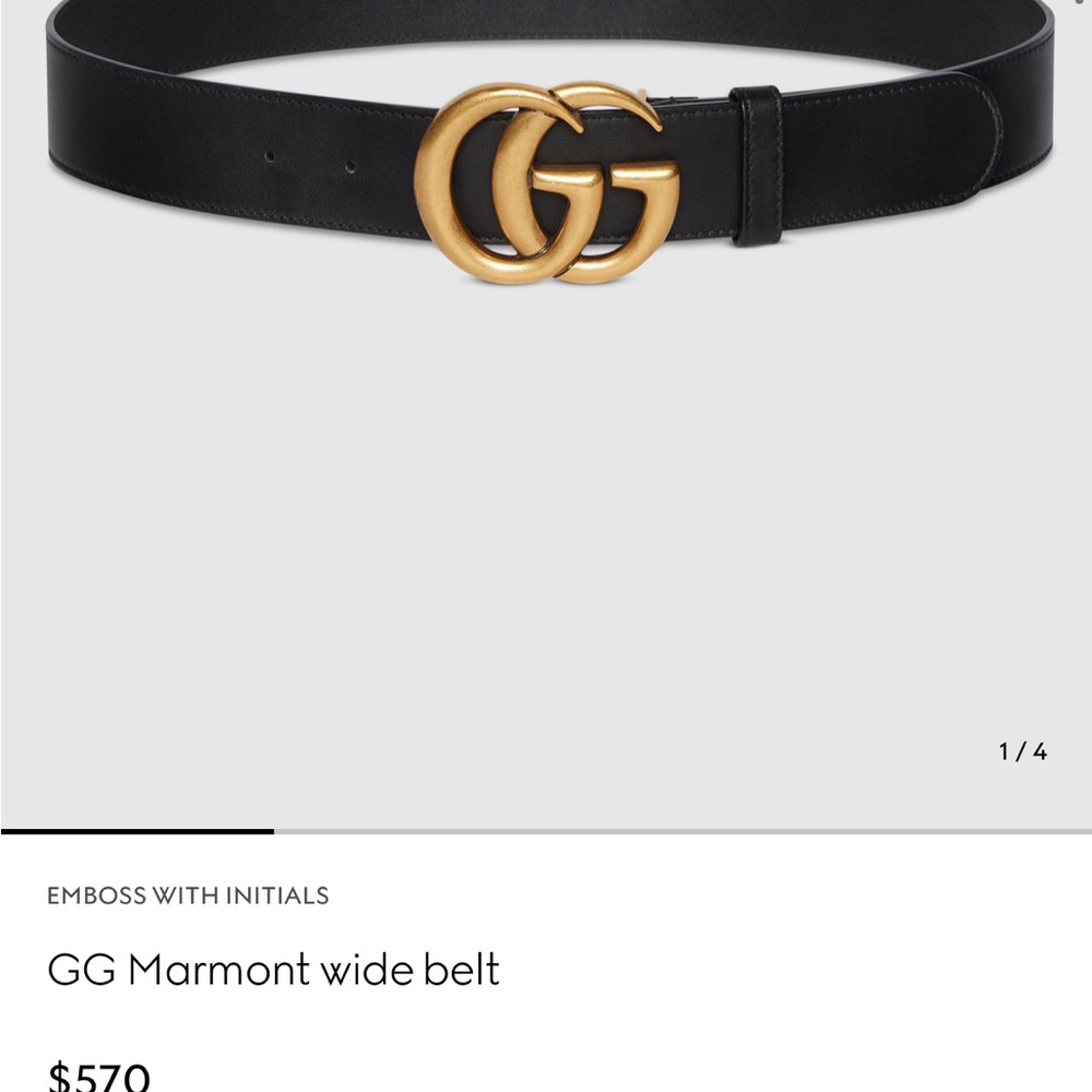 Gucci Black Leather Belt with Gold GG Buckle
